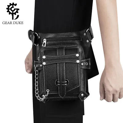 GEARDUKE Retro Men Women Gothic Steampunk Leather Crossbody Shoulder Waist Bag • $40.17