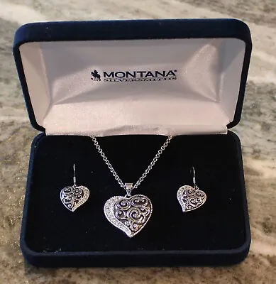 Montana Silversmiths Jewelry Women's Necklace Earrings Heart & Bling NEW • $110