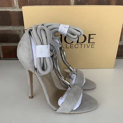 The Mode Collective Mink Grey Suede High Heel Sandals EU 36 US 6 M NEW • $26.95