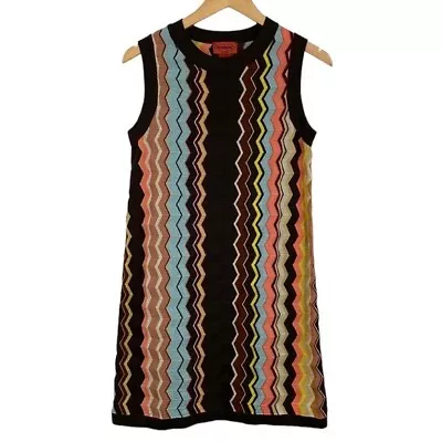 Missoni For Target Sweater Dress Women Size Medium Brown Pink Sleeveless Chevron • $31.99