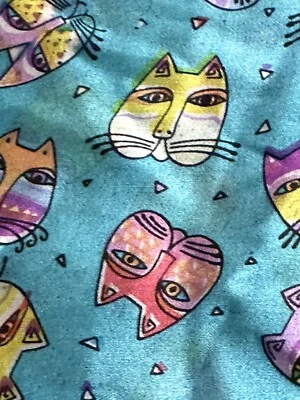 $12.75 • Buy Vintage Silk Scarf Handrolled Edges Cat Motif  Multi Color