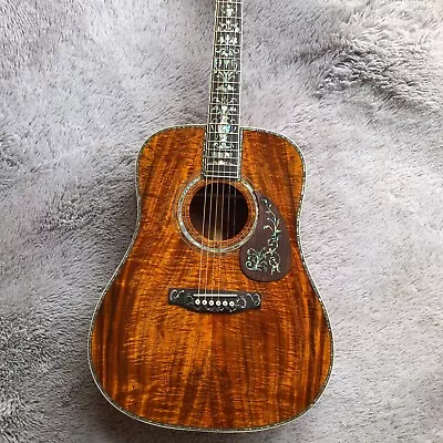 41 Inch D Model All Koa Wood Acoustic Guitar Black Fretboard Abalone Inlaid • $468