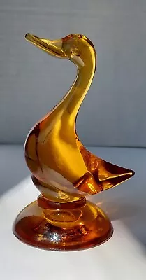 Viking Art Glass Duck Figurine Vintage MCM Epic 5  Amber • $28