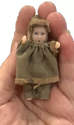 Vintage E.S Miniature Celluloid Creepy Scary Sleepy Eyes Doll  2.5” Germany • $11.96