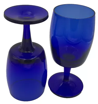 Unmarked Wine Glasses Cobalt Blue Barware Stemware Set Of 2 Vintage • $13.99