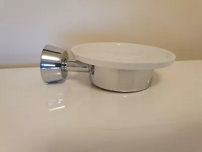 Aral Chrome Soap Dish Holder Quality Wall Mounted Bathroom Ceramic NEW • £5.99