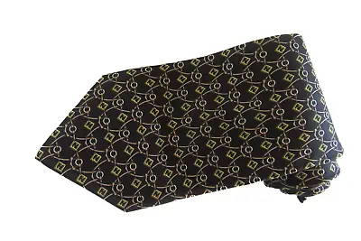 Fendi Classic Italian Men's Silk Tie Black Gold Brown • $19.99