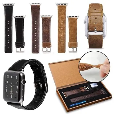 $18.84 • Buy Genuine Leather Wrist Band Strap For Apple Watch IWatch 8 7 5 3 2 Series 41/45mm