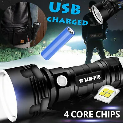 1200000LM LED Flashlight Tactical Light Super Bright Torch USB Rechargeable Lamp • $14.99