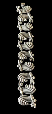 Vintage Taxco Mexico Sterling Silver Art Deco Wave Scroll Bracelet • $395