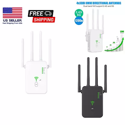 WiFi Range Extender Repeater 1200Mbps Wireless Amplifier Router Signal Booster • $17.98