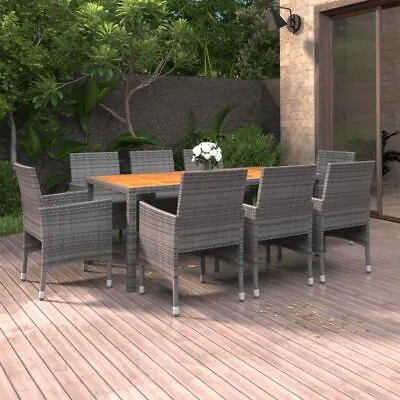 9 Pcs Outdoor Dining Table And Chair PE Rattan Modern Style Garden Furniture Set • $1084.95