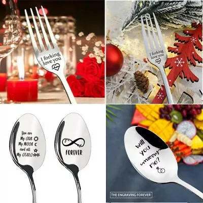 I Forking Love You Engraved Fork Spoon Best Gifts For Husband Mrs Family Friends • $7.51