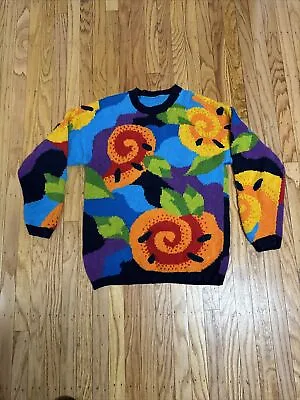 VTG 90s Cosby 3D Knit Sweater Coogi Australia ?Bright Colorful Multicolor Medium • $124.95