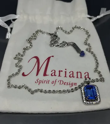 Mariana Necklace Pendant Silver Plated Rhinestone & Crystals Adjustable Signed✨ • $95