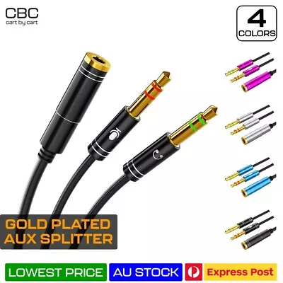 3.5mm AUX 2 In 1 Audio 2 Male To 1 Female Headphone Mic Y Splitter Cable Adapter • $4.24