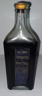 Dalton's Sarsaparilla And Nerve Tonic Bottle Paper Label Contents Belfast Maine • $49.99