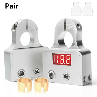 2Pcs Digital Car Battery Terminal Connectors W/ Voltmeter 0/4/8 Gauge Power Post • $40.08