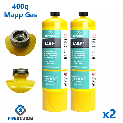 Sale! 2x Yellow MAPP /MAP+ Pro Gas Cylinder 400g Disposable Bottle Fast Delivery • £19.99