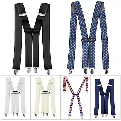 Adjustable Elastic Braces Mens Womens Unisex Trouser X Back Suspender Clip On • £4.95