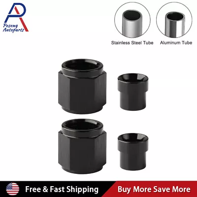 2PCS 12 AN Female To 3/4   Tube Nut & Sleeve 37 Degree Aluminum Black Hardline • $16.99