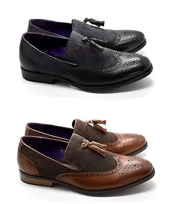 £19.99 • Buy New Mens Tassel Slip On Loafer Brogue Designer Dress Italian Shoes Uk Size 6-12