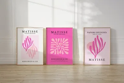 Set Of 3 Pink Matisse Wall Art Matisse Print Abstract Leaves Print Home Decor • £56.01