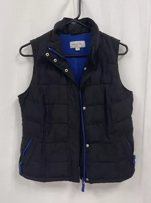 Merona Women's Size Large Black Quilted Vest Polyester Zips And Buttons • $13.99