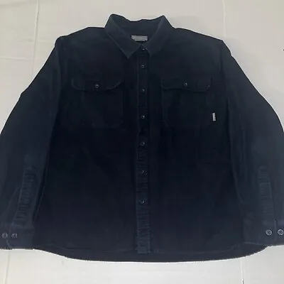 Eddie Bauer Mens Chamois Flannel Shirt Heavy Cotton Outdoor Navy Blue XL • $12.50