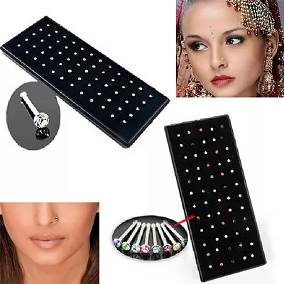 $2.37 • Buy 60x Crystal Rhinestone Stainless Steel Nose Ring Body Piercing Bone Stud Jewe~ig