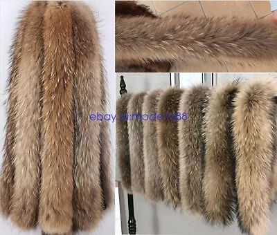 Unisex Extra Large Real Fur Collar Raccoon Fur Collar Scarf Cap Collar Coat Neck • $17.99
