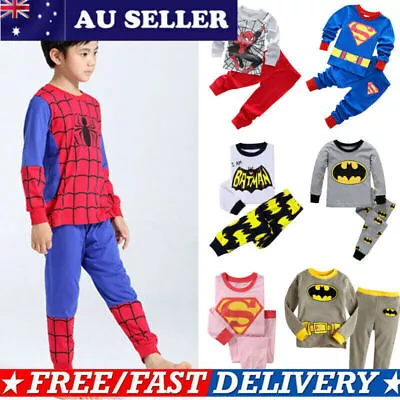 Toddler Boys Girls Spiderman Pyjamas Pjs Set Kids Superman Nightwear Pjamas  • $21.69