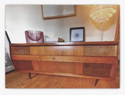 Mid Century Radiogram Sideboard Retro Cabinet Teak Stereogram Garrard HMV TV MCM • £195