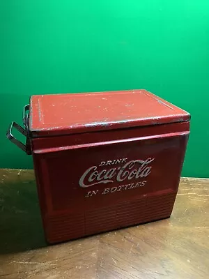 Vintage 1950's Original Coca-Cola Picnic Ice Chest Cooler Box Flat Top • $404.96