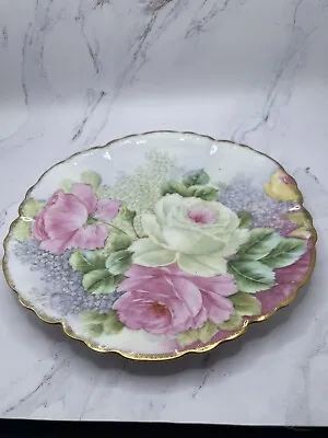 Vintage 1966 Hand Painted Bavaria Plate Tirschenreuth Peonies Signed Numbered • $30