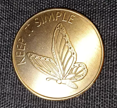 $3.99 • Buy Large Serenity Prayer With Butterfly Coin-  Keep It Simple  Bronze Sobriety Chip