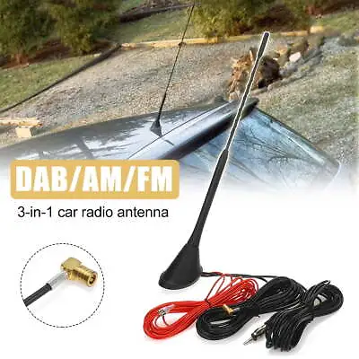 Car Universal Roof Mount Active Amplified AM DAB + FM Radio Aerial Antenna Mast • £17.95