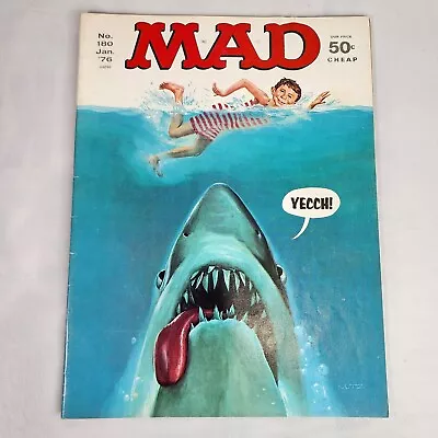 Mad Magazine Issue # 180 January 1976 Jaws A Mad Movie Rare Fine Fn No Label OG • $149.99