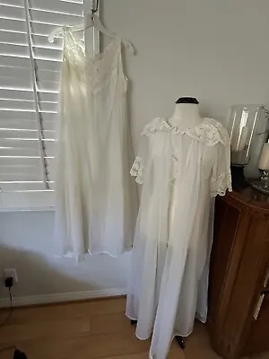 Vintage Gotham 60's Double Layer Chiffon Nightgown & Robe Peignoir Set • $55