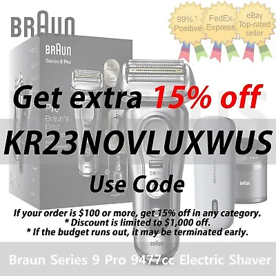 Braun Series 9 Pro 9477cc Electric Shaver With PowerCase Wet & Dry - Tracking • $614.65