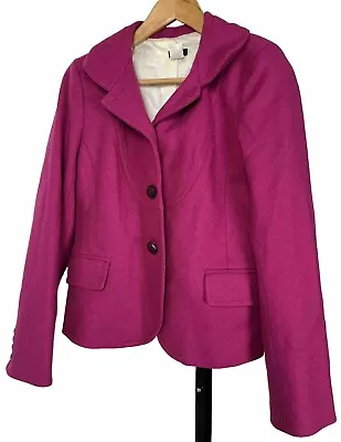 J Crew Blazer Pink Jacket Womens 8 Cropped Peter Pan Collar Wool Blend 2 Pockets • $61.60