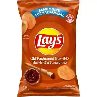 LAYS OLD FASHIONED BAR-B-Q BBQ CHIPS LARGE BAG 1x235g FRESH & SECURE • $9.99