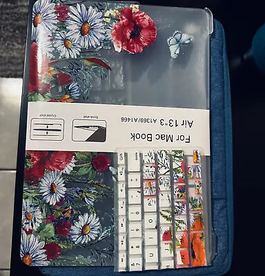 MacBook Hard Shell Case & Grey Sleeve Bag Set A1466 A1369 Air 13” 3 Flower Art • $12