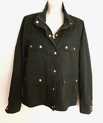 J Crew Womans Jacket Downtown Field Military Army Olive Green Size L Return OK • $27