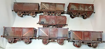 7 X Weathered 16T Mineral Wagons Steel Wheels 3 Link Couplings (G-Gauge/1:22.5) • £499.99