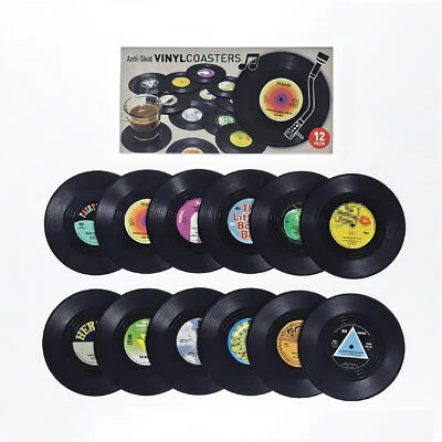 £7.99 • Buy 4/12pcs Coasters For Drinks Retro Record Absorbent Novelty Vinyl Disk Coaster