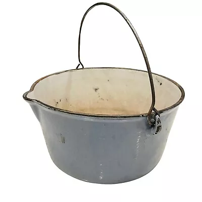 ANTIQUE VOLLRATH #6 CAST IRON / PORCELAIN Enamel POT DUTCH OVEN Blue • $39.99