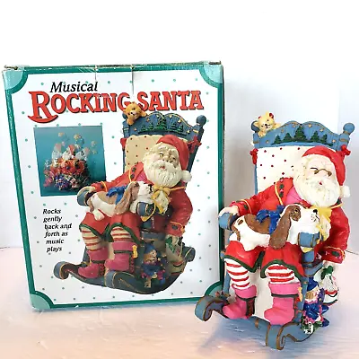 Vtg Musical Rocking Chair Santa Claus Music Box Animated Christmas Figurine 8 In • $19.99