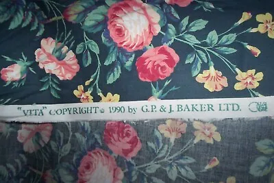 GP & J Baker Pink Cabbage Roses Vita Vintage New Fabric 10 Yards -more Avail • £125