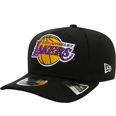 New Era LA Lakers 9FIFTY Stretch Curved Visor Snapback Cap Hat - Black • $40.50